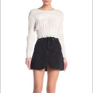 Madewell Women’s 28 Raw Hem 
McCaren Cutout Denim Mini Skirt Black Biker Grunge